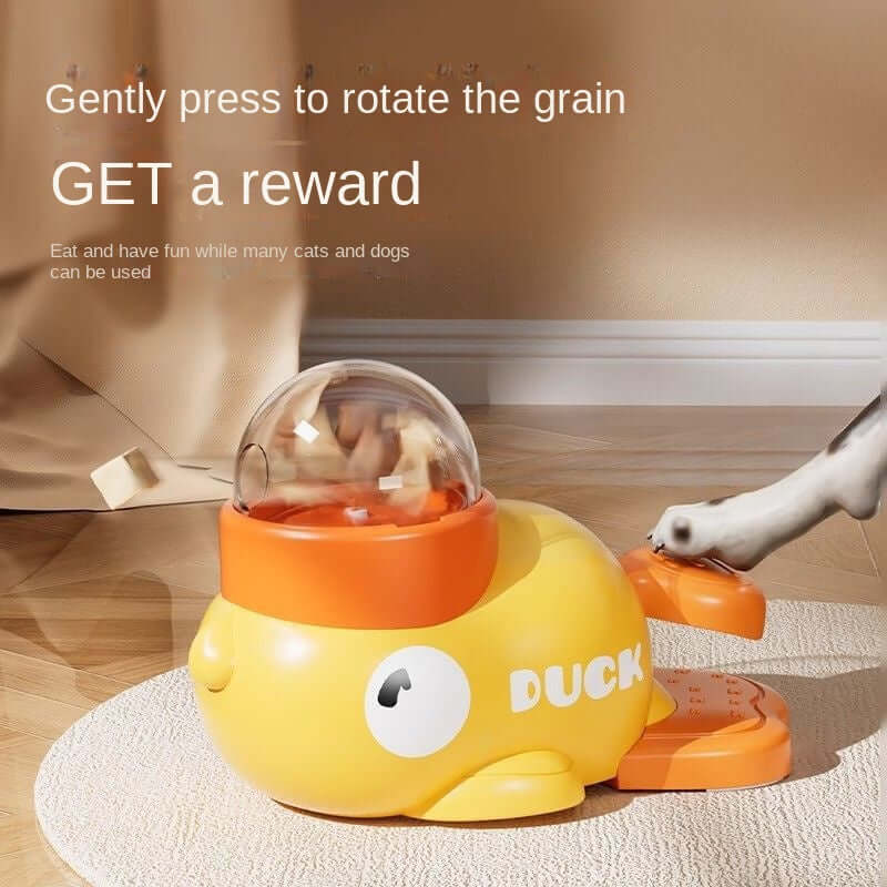 Yellow Duck Cat Treat Dispensing Toy With Treats