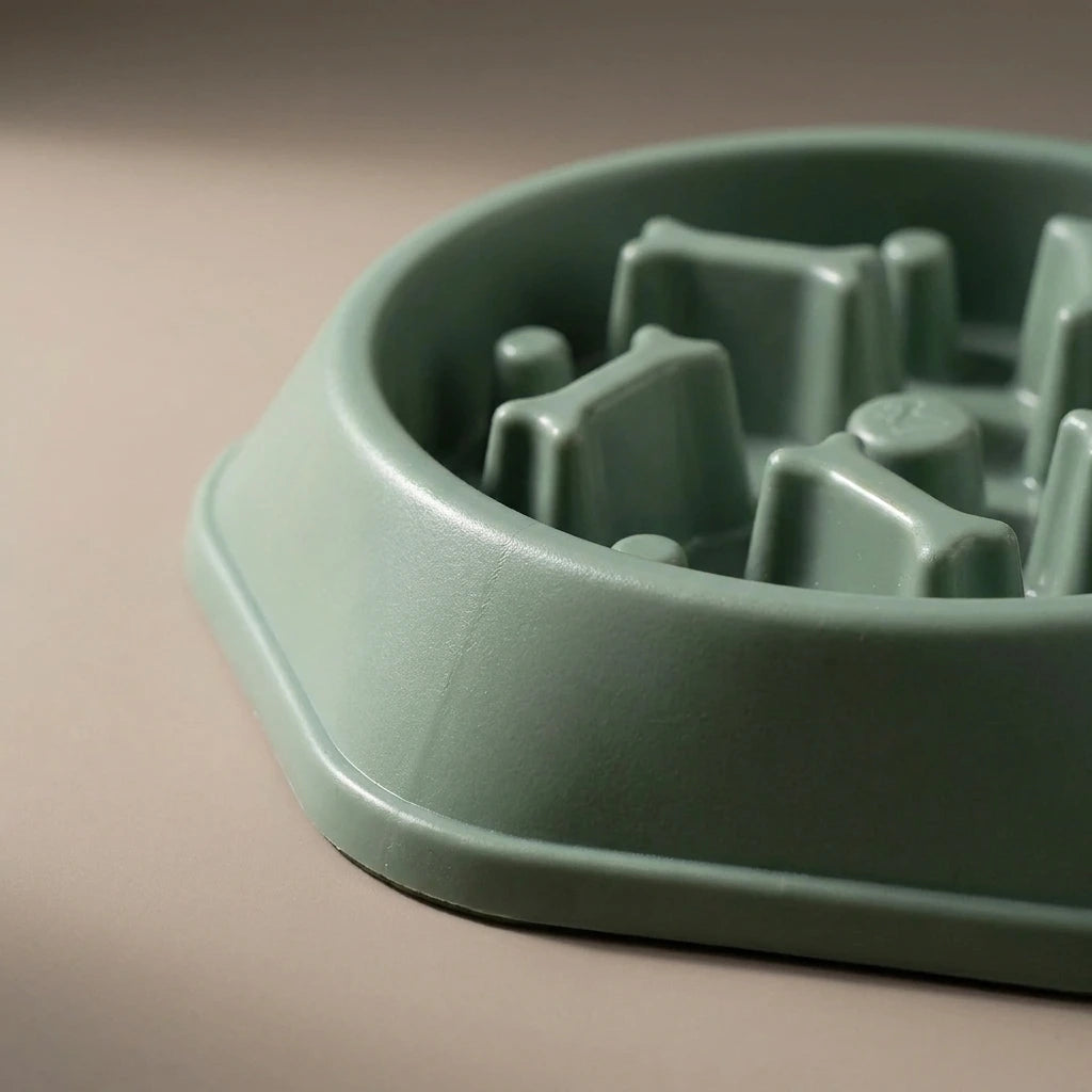 Anti-Choking Pet Slow Food Bowl Bone Shaped Slow Food Dog Bowl Food Bowl Anti-Spill Pet Bowl | The second frame of the same studio session as the previous image: same piece, same warm-grey sweep, same single key light.