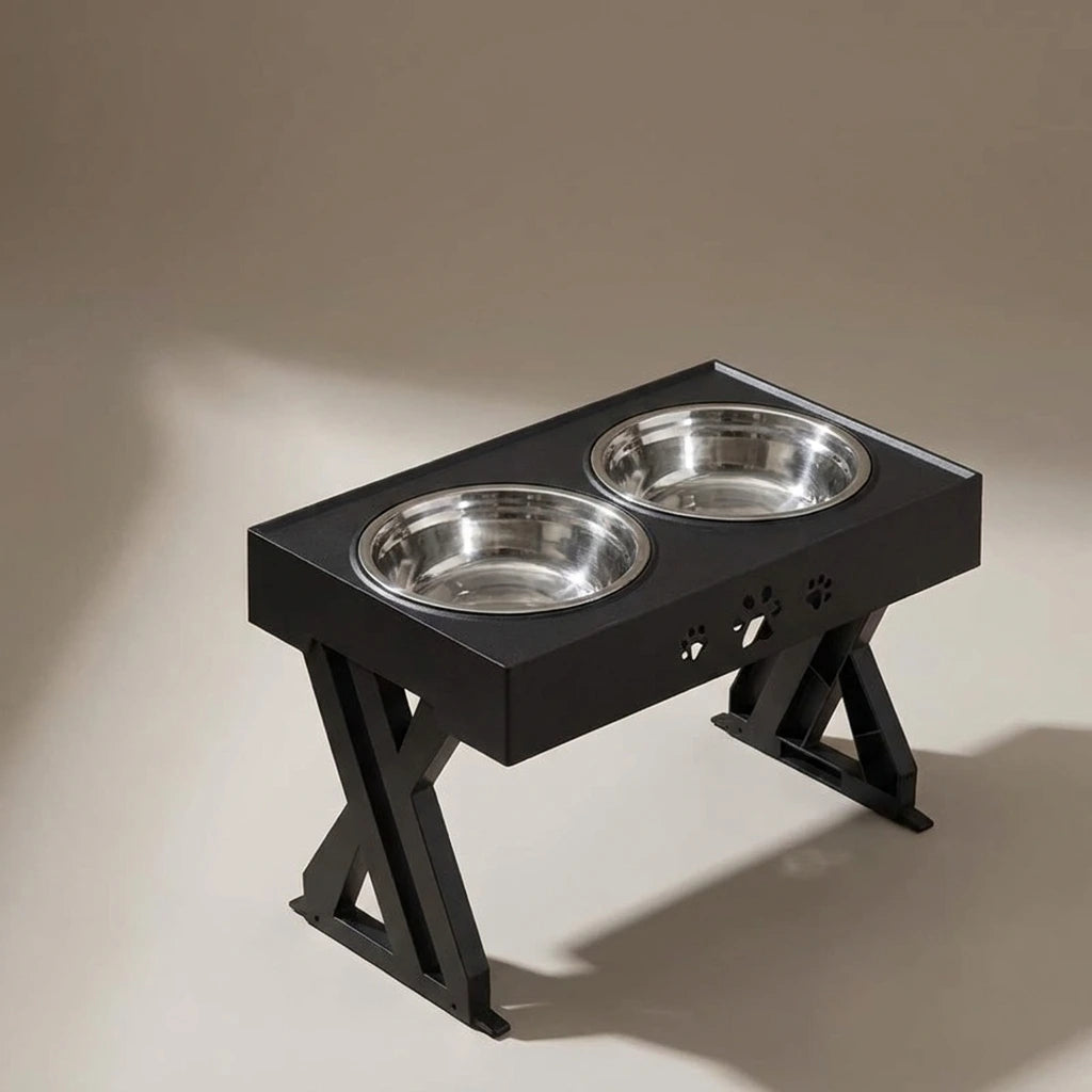 Anti-Slip Elevated Double Dog Bowls Stainless Steel Water Food Container Adjustable Height Pet Feeding Dish Feeder | Use the selected product image as the exact product identity and material reference, not as a composition to copy.