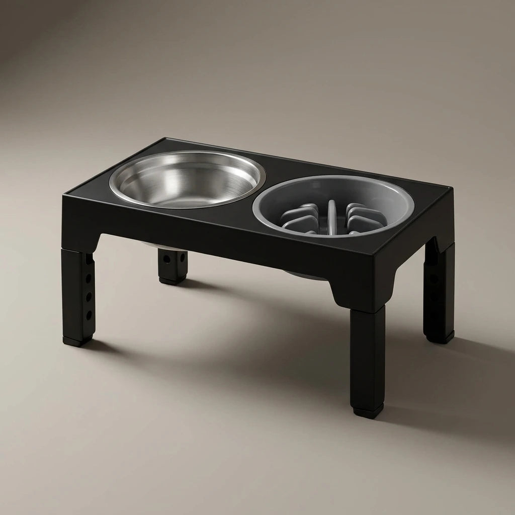 Elevated Dog Feeder with Adjustable Raised Stand, Slow Food Bowl, Water Feeders for Large and Medium Dogs | Use the selected product image as the exact product identity and material reference, not as a composition to copy.