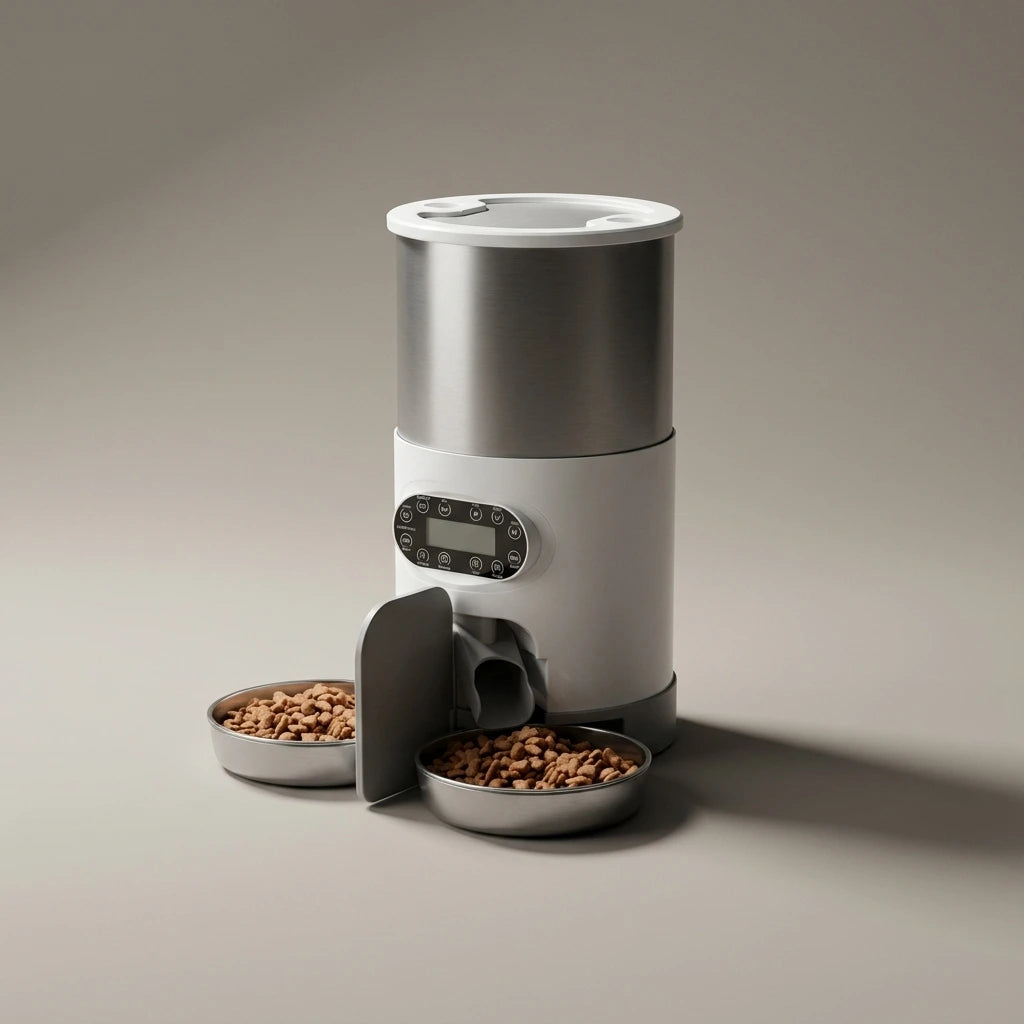 New Stainless Steel Feeder Double Feed Feeder Stainless Steel Feeder | Use the selected product image as the exact product identity and material reference, not as a composition to copy.