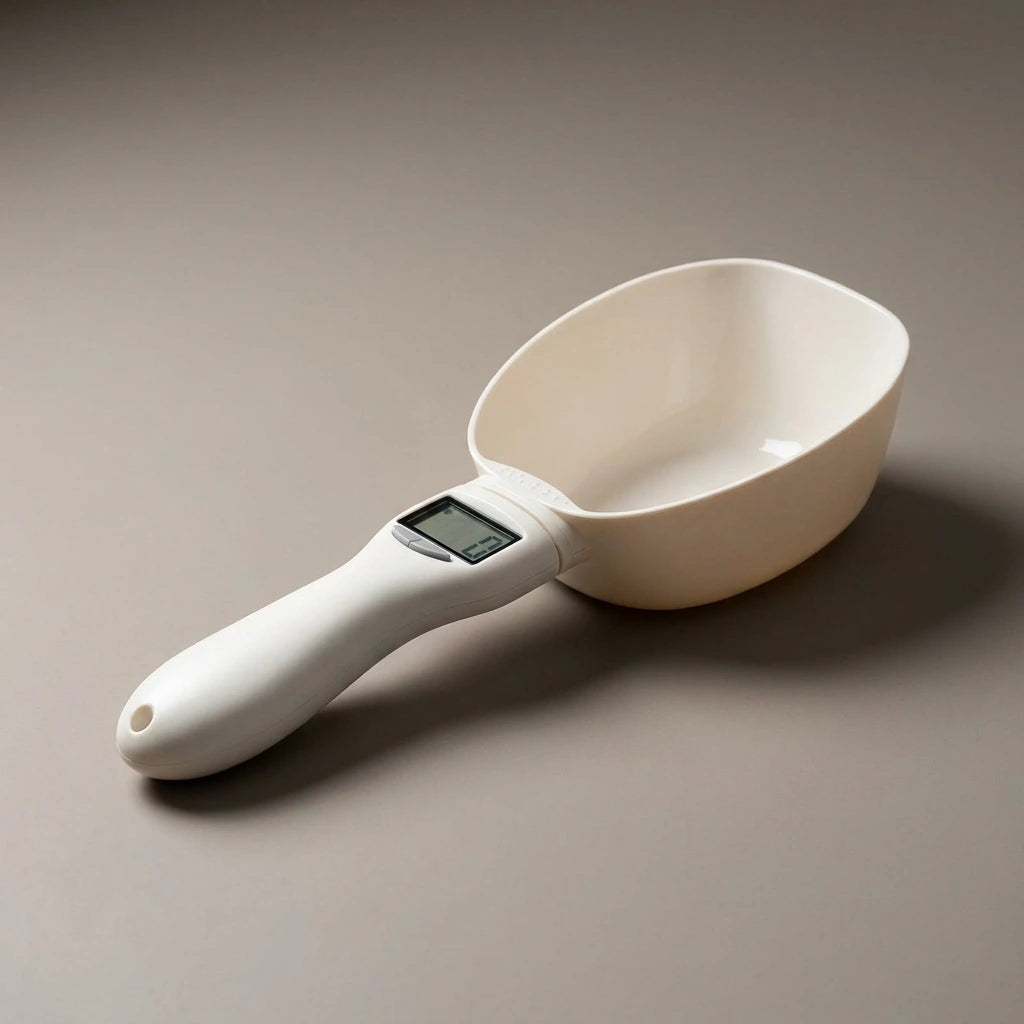Pet Measuring Spoon Cup Of Pet Dog Food Water Scoop Scale Spoon LED Display Bowl For Cat Pets Feeder Dog Feeding Bowls | Use the selected product image as the exact product identity and material reference, not as a composition to copy.