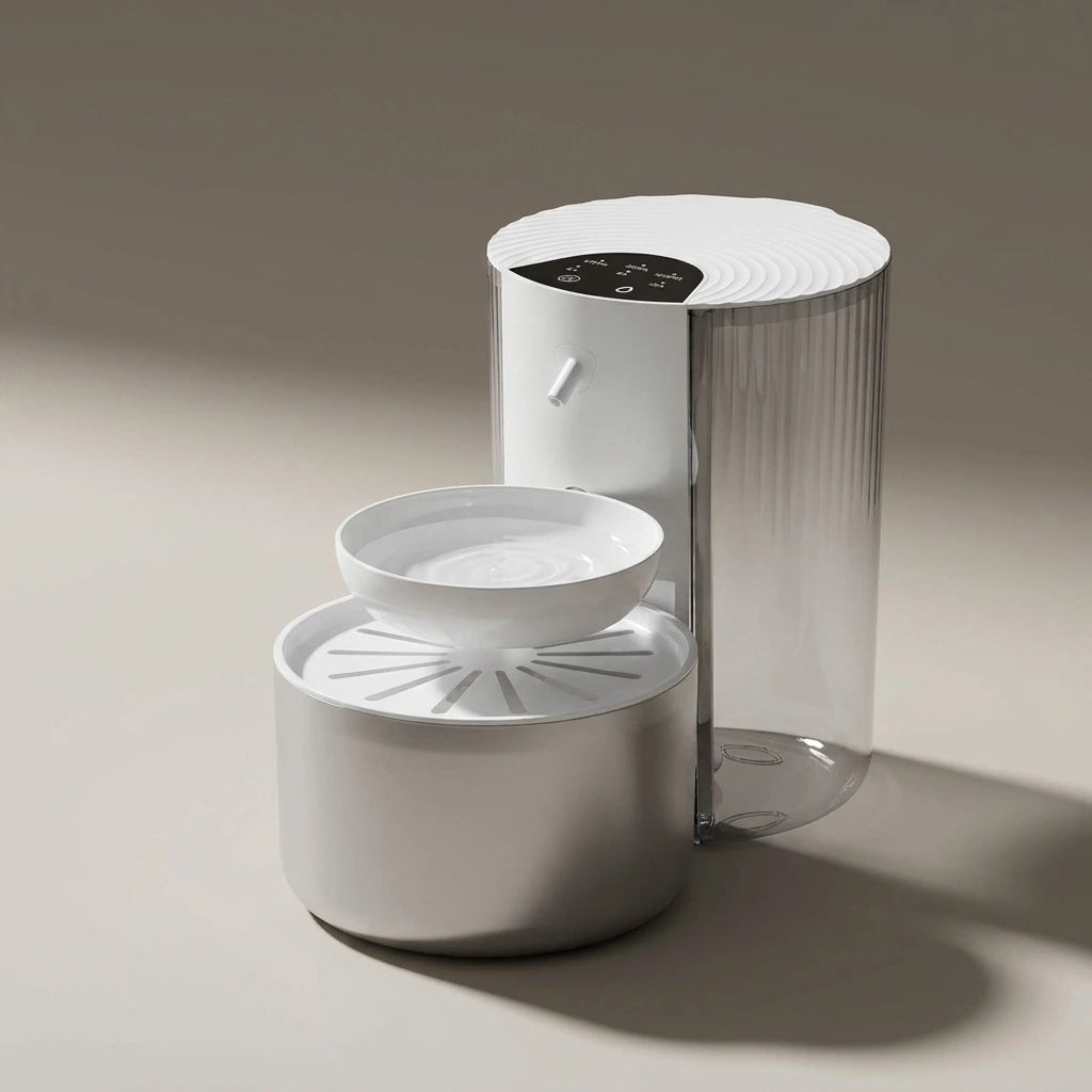 Pet Smart Water Dispenser with Filtration and Waste Separation, Tilt-Style Automatic Cat Water Fountain, Wireless 3L Large Capacity Water Dispenser | Use the selected product image as the exact product identity and material reference, not as a composition to copy.
